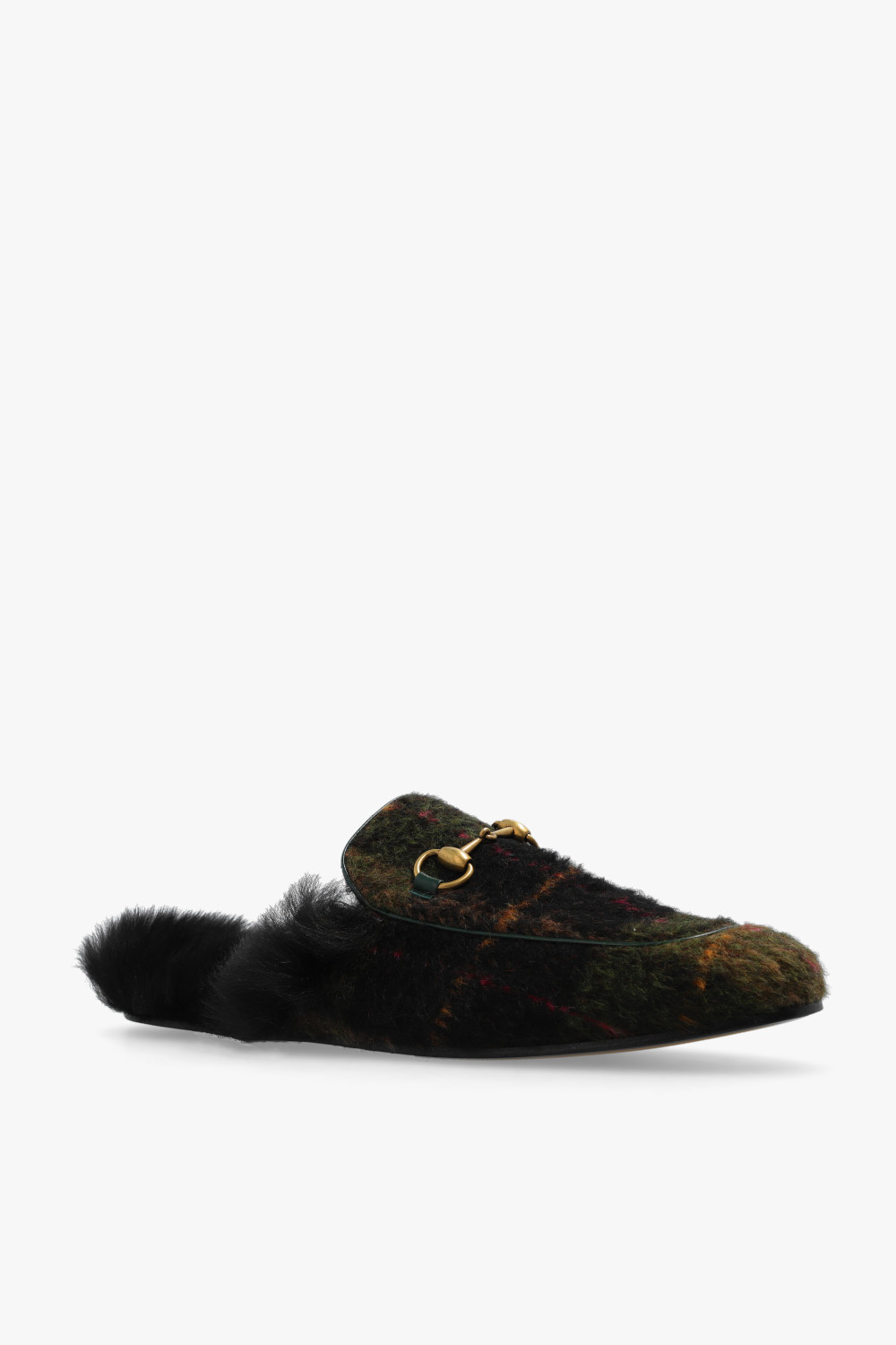 Gucci store tartan slippers